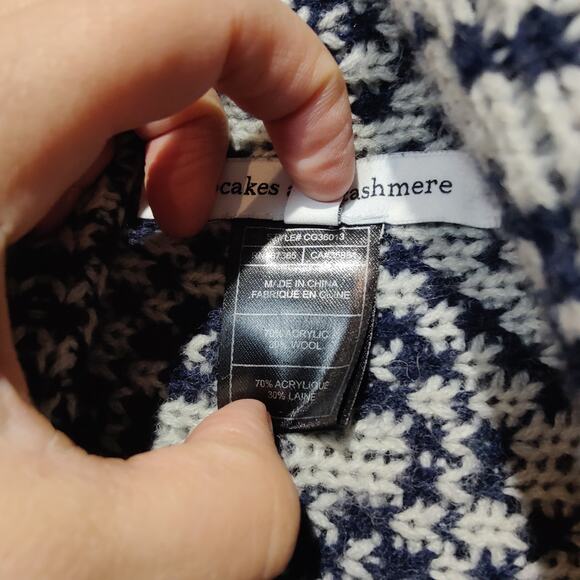 Cupcakes and Cashmere Sz XS Navy Blue Grey Waterfall Sweater Nordic Wool Blend - Picture 4 of 7